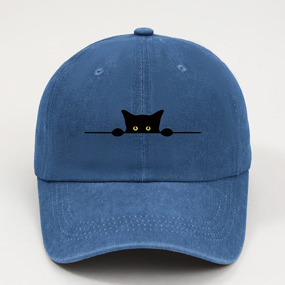 Cute Black Cat Printed Baseball Cap for Men and Women
