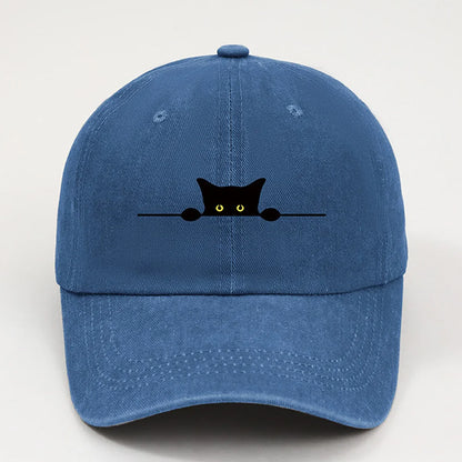 Cute Black Cat Printed Baseball Cap for Men and Women