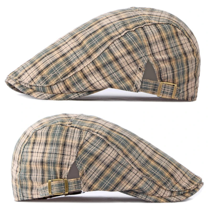 Casual Plaid Hats Men Berets Summer Herringbone Newsboy Cap