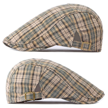 Casual Plaid Hats Men Berets Summer Herringbone Newsboy Cap