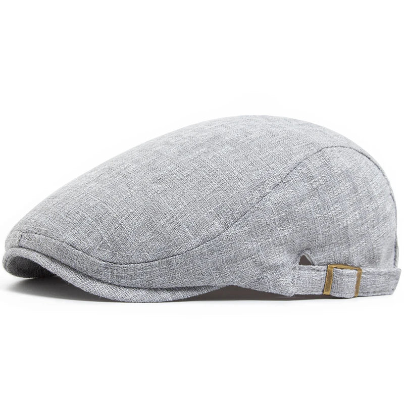 New Summer Thin Double Breasted Beret Fashion Men Vintage Visor Flat Cap