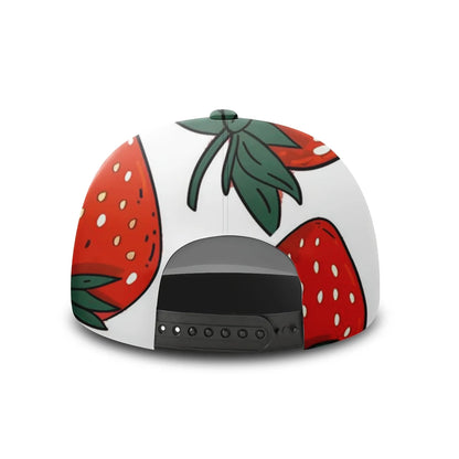 Unisex Strawberry Print Baseball Cap With Full-Body Strawberry Pattern Adjustable