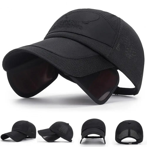 Adjustable Sun Visor Hat Retractable Brim Fishing Cap Quick-Drying Breathable Mesh