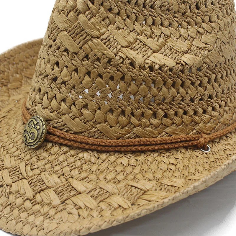 Men's Summer Foldable Straw Cowboy Hat