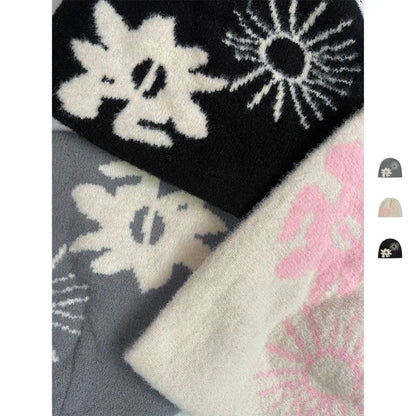 Niche Jacquard Plush Knitted Hat For Men And Women