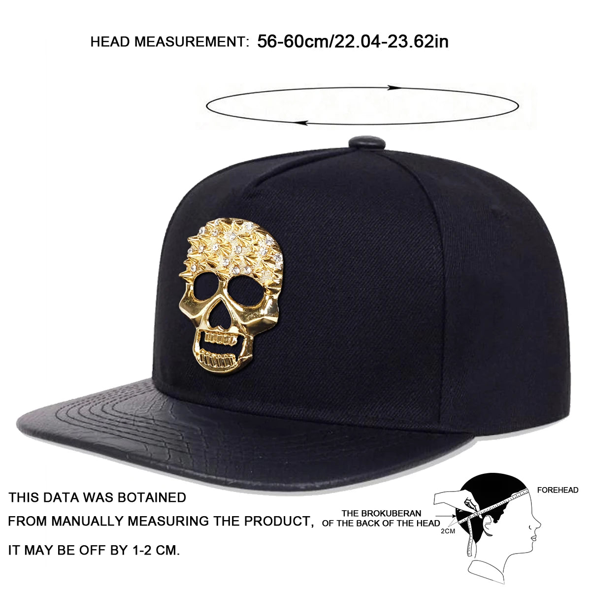 Unisex Skeleton Label With Drill Hip-Hop Hats