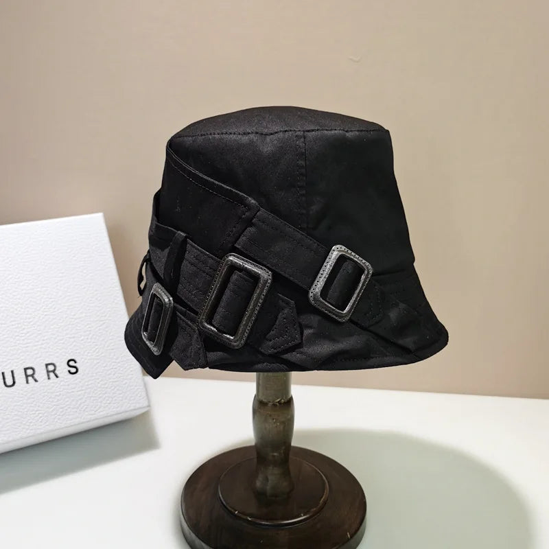 Luxury Panama Belt Buckle Bucket Hat Outdoor
