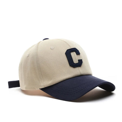 Unisex Cotton Baseball Cap For Women And Men Fashion Letter C Patch Hat Summer