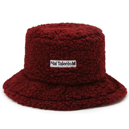 Lambswool Unisex Bucket Hats For Women Men Winter