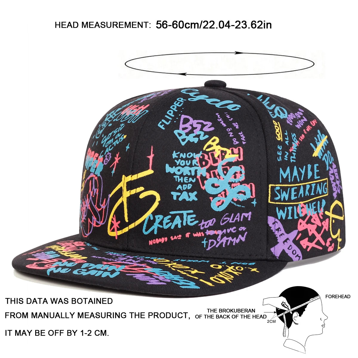 Unisex Colorful Letter Graffiti Printing Hip-Hop Hats
