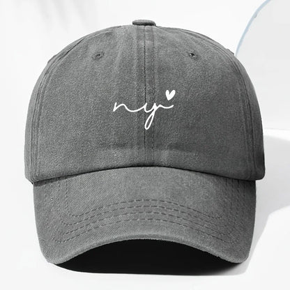 Small Heart Print Washed Vintage Baseball Cap Fashion Men Women Sun Hat