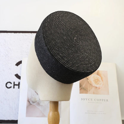 Brown Pillbox Hat Summer Straw Beret Sun Hats French