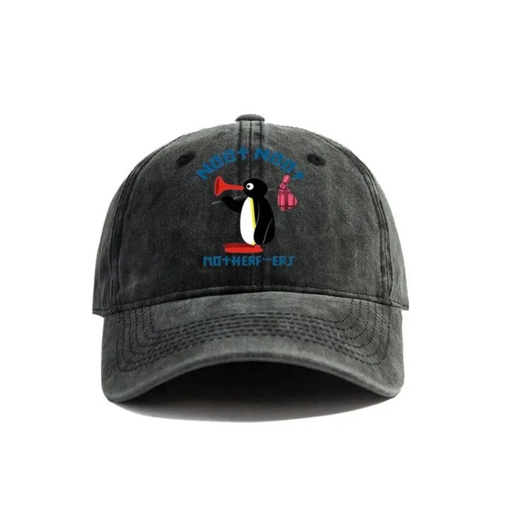 Noot Noot Pingu Distressed Baseball Cap Cool Men Women