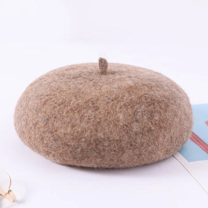 Wool Beret Hat Women Retro Knitted Warm Winter Unisex Painter Cap