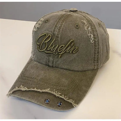 New Vintage Letter Washed Cotton Denim Baseball Cap