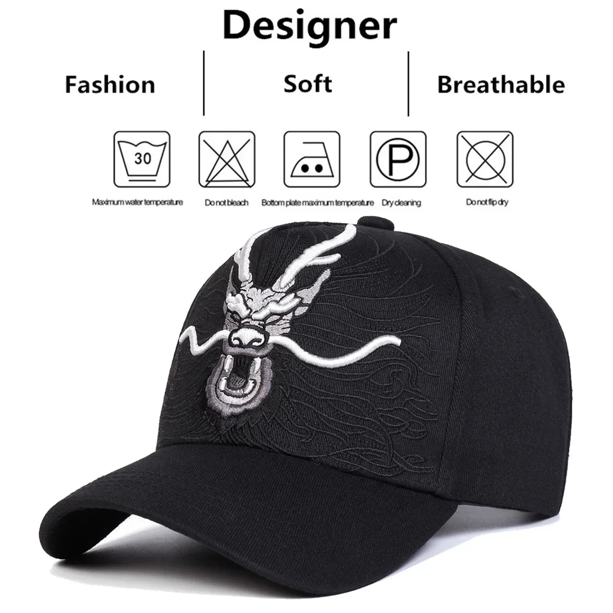 Unisex Dragon Embroidery Baseball Caps Spring and Autumn