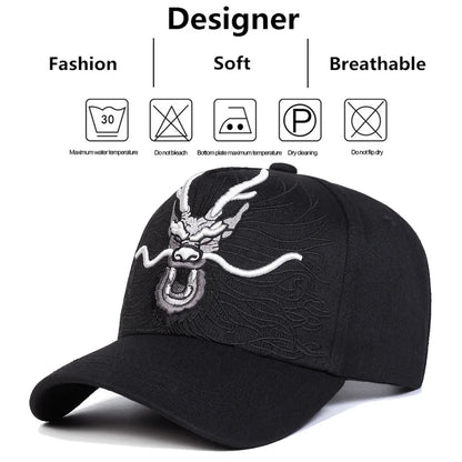Unisex Dragon Embroidery Baseball Caps Spring and Autumn