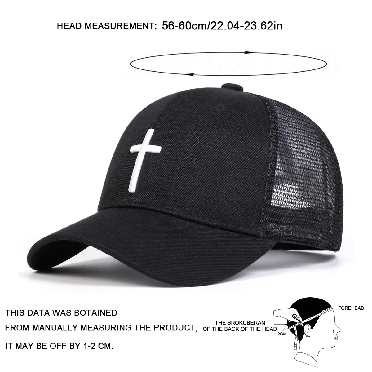 Unisex Cross Embroidery Baseball Net Caps Hip Hop Cap Spring Summer