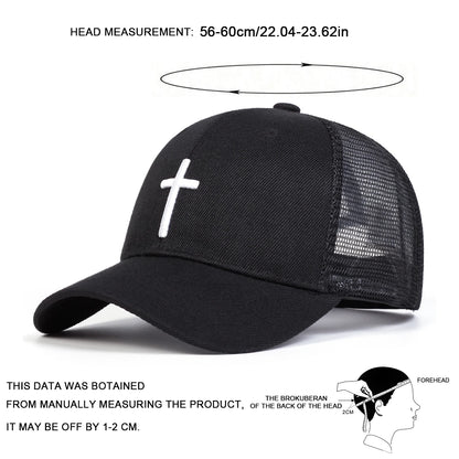 Unisex Cross Embroidery Baseball Net Caps Hip Hop Cap Spring Summer