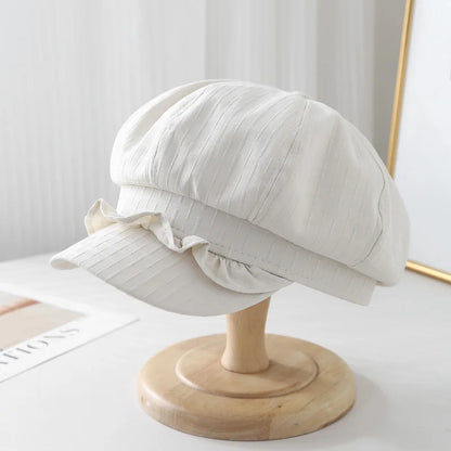 Women's Octagonal Hat Linen Breathable Cloud Hat Newsboy Cap Female