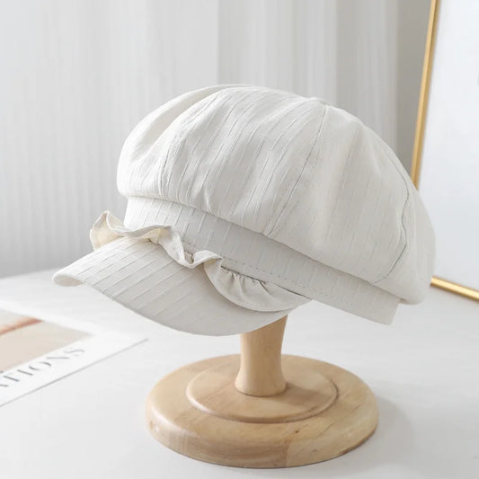 Women's Octagonal Hat Linen Breathable Cloud Hat Newsboy Cap Female
