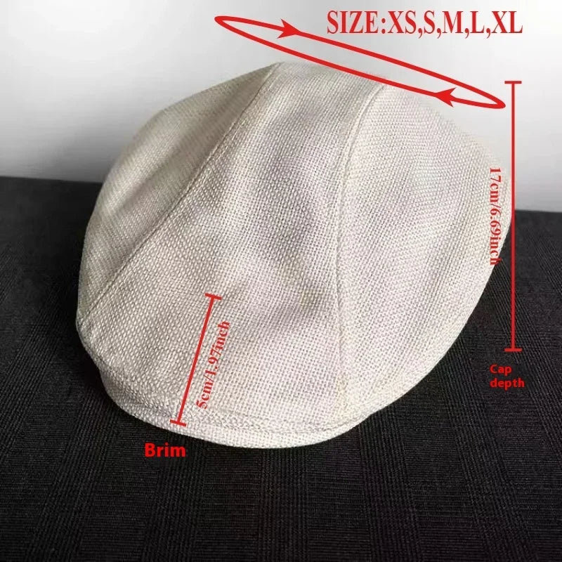 Summer Linen Solid Large Size Berets Big Head Newsboy Caps