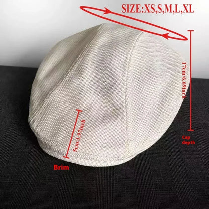 Summer Linen Solid Large Size Berets Big Head Newsboy Caps