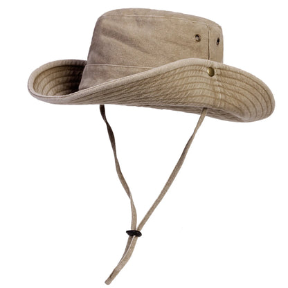 Men Big Eaved Washed Bucket Hats Fishermen Caps Outdoor Casual Cap Men