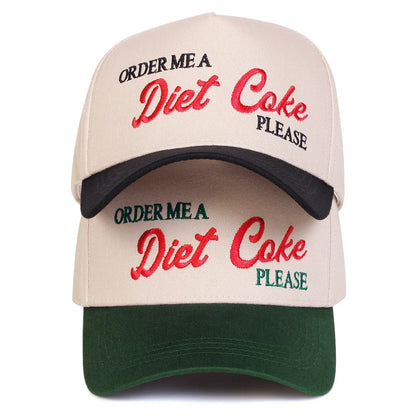Unisex Diet Coke Letter Embroidery Baseball Caps Spring and Autumn