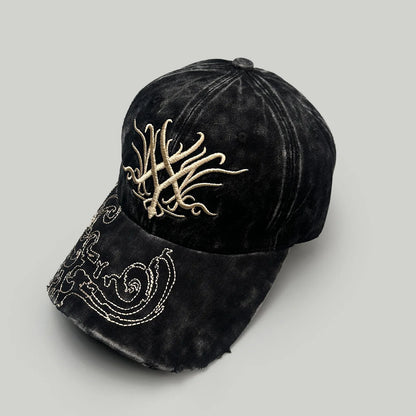Vintage Washed Punk Hip Hop Dad Hat Embroidered Classic Style Baseball Cap Trendy Retro Fashion Accessory