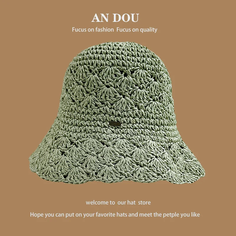Japanese Spring/Summer Solid Color Lace Show Face Small Bucket Hat