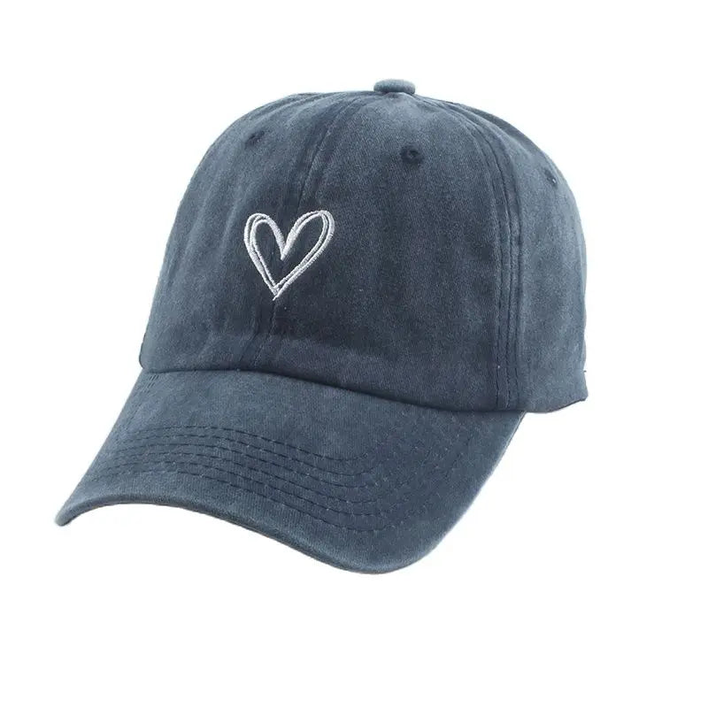 Sport Baseball Caps For Men Women Love Heart Embroidery Washed Cotton