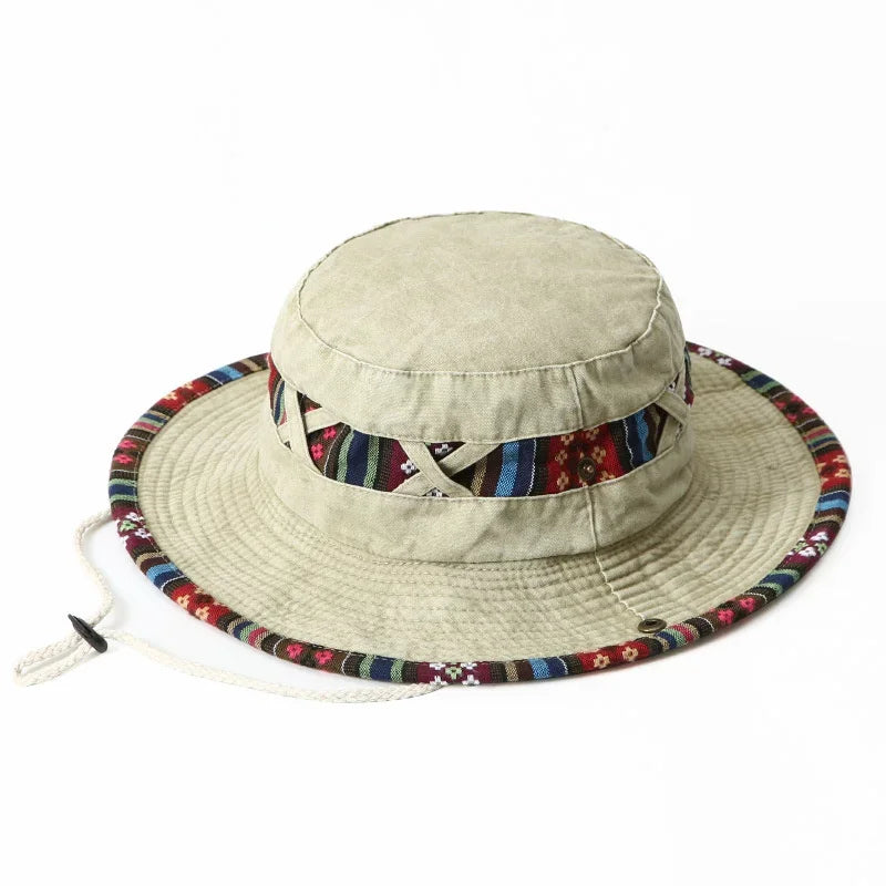 Summer Bucket Hats Retro Printing Cowboy Cap Men Women