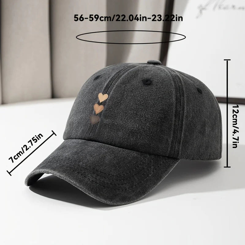 Comfortable Style Women's Casual Baseball Cap with Heart-Shaped Print Design Outdoor Activities