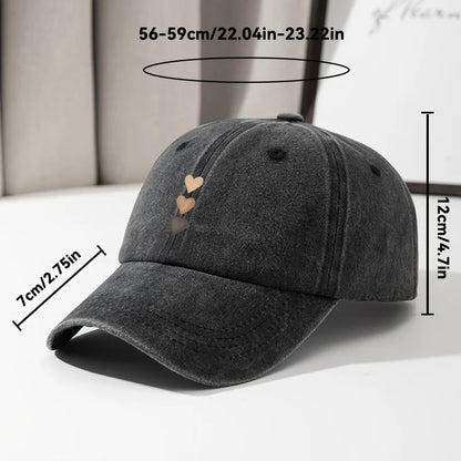 Comfortable Style Women's Casual Baseball Cap with Heart-Shaped Print Design Outdoor Activities