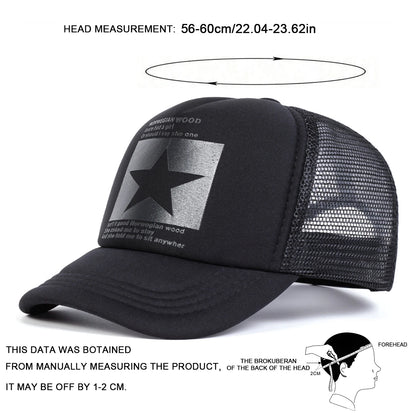 Unisfive-pointed Star Printed Baseball Cap Spring Summer Breathable Net Caps Men Women