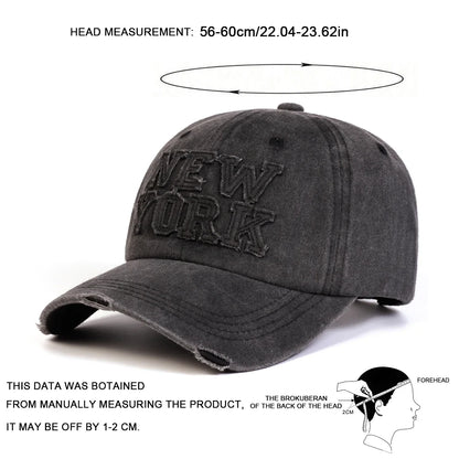 Unisex New York Stickers Embroidery Wash Baseball Caps