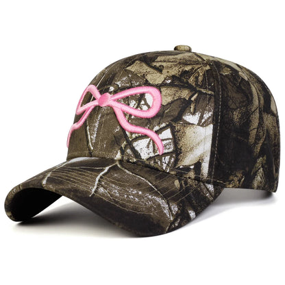 Unisex Bow Embroidery Camouflage Baseball Caps Spring Autumn