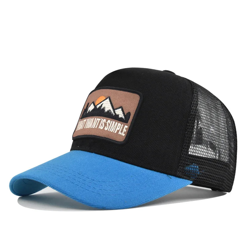 Brand Letter Mesh Breathable Hat Women Men Embroidery Baseball Cap