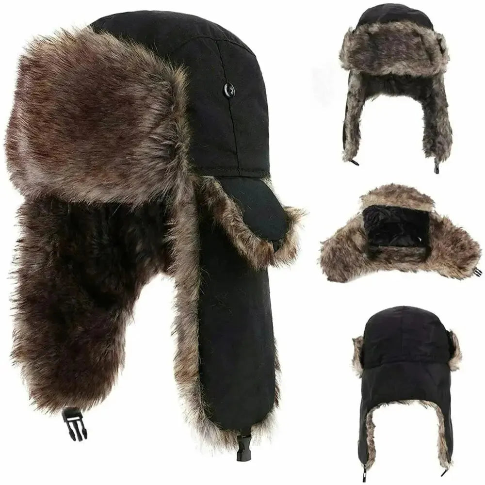 Men's Winter Trapper Aviator Trooper Earflap Warm Russian Waterproof Ski Hat