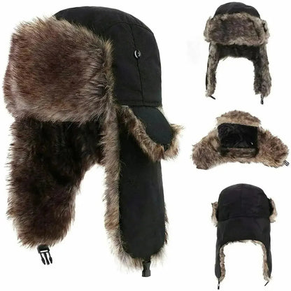Men's Winter Trapper Aviator Trooper Earflap Warm Russian Waterproof Ski Hat