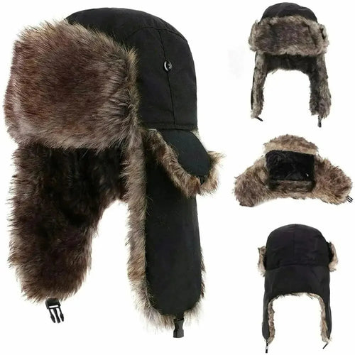 Men's Winter Trapper Aviator Trooper Earflap Warm Russian Waterproof Ski Hat