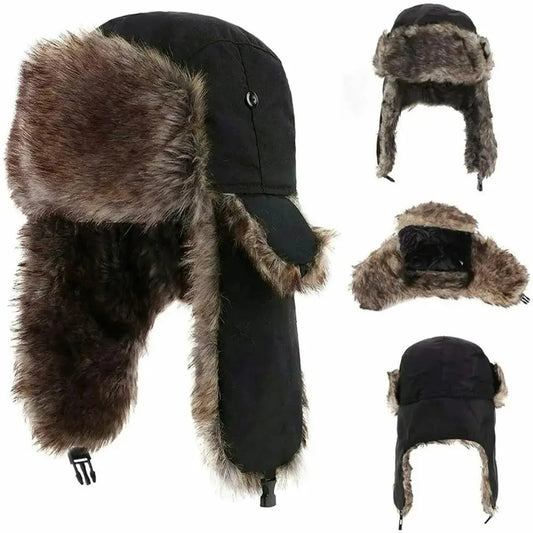 Men's Winter Trapper Aviator Trooper Earflap Warm Russian Waterproof Ski Hat