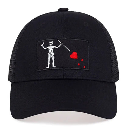 Unisex Skeleton Head Branch Heart Embroidery Baseball Net Caps Spring Summer Outdoor