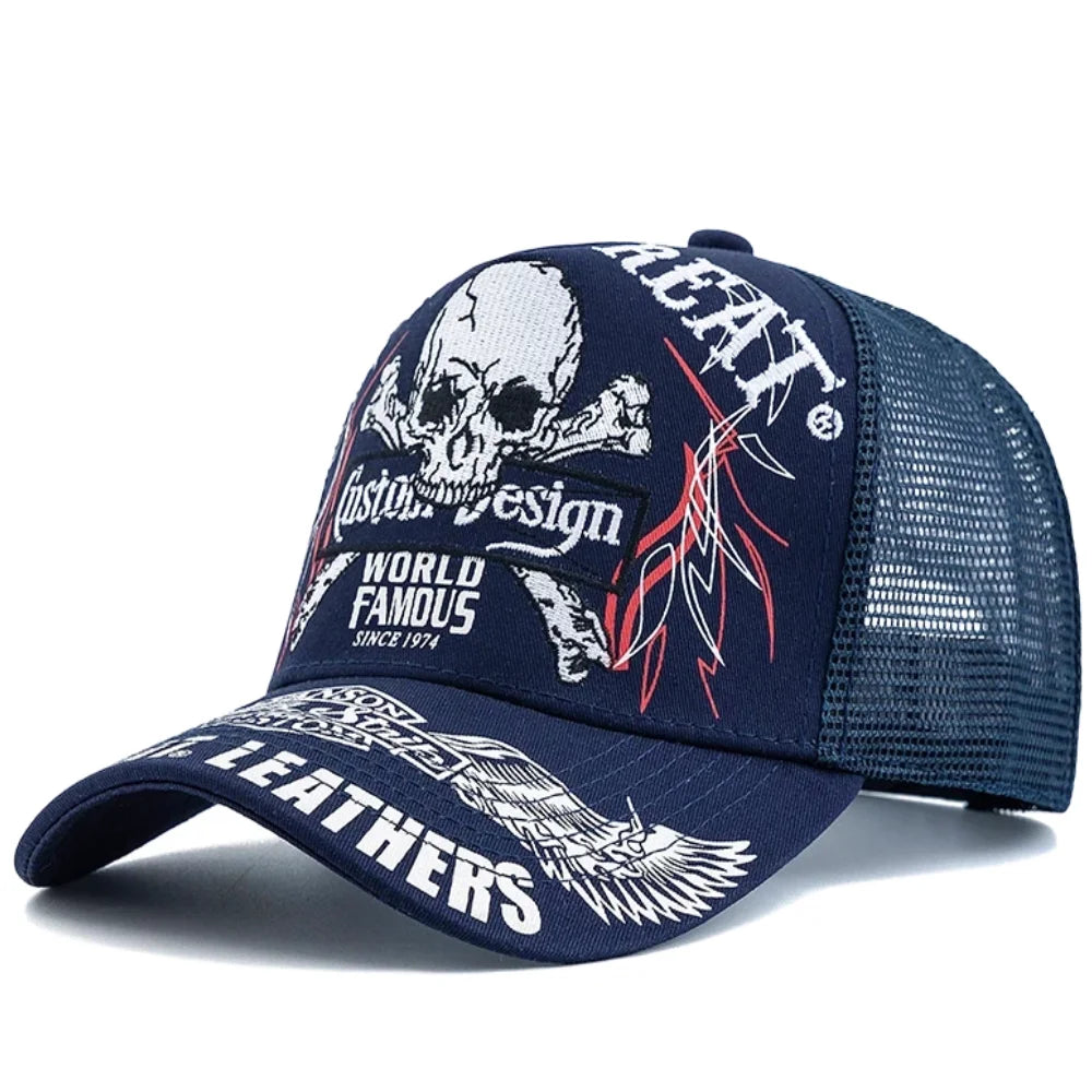 Unisex Punk Style Cap Skull Embroidery Baseball Hat