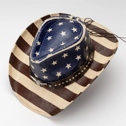 American Flag Cowboy Hat For Women Men Patriotic Western Cap