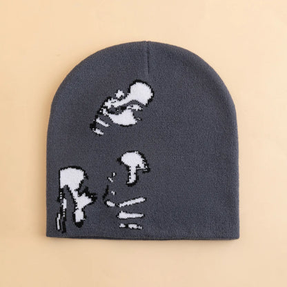 Fashion Printed Knitted Hat Women Men Couple Warm Y2k Beanies Bonnet Wool