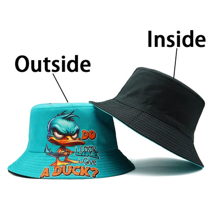 Bucket Hat Cartoon Duck Print Pattern Fisherman Hats Fashion Design Panama Cap for Men and Woman