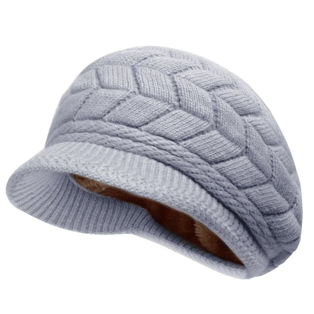 Thicken Warm Striper Knitted Cap Winter Brim Caps