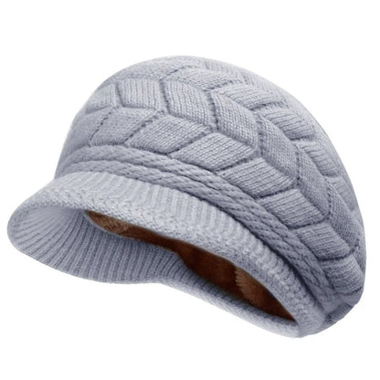 Thicken Warm Striper Knitted Cap Winter Brim Caps